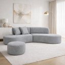 Ver imagem 1 de Sofá e Puff Orgânico Virginia 300cm Sala Suede:Cinza
