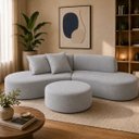 Ver imagem 3 de Sofá e Puff Orgânico Virginia 300cm Sala Suede:Cinza