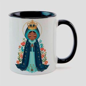 Caneca Branca com Interna Preta Y5 Nossa Senhora da Aparecida 25