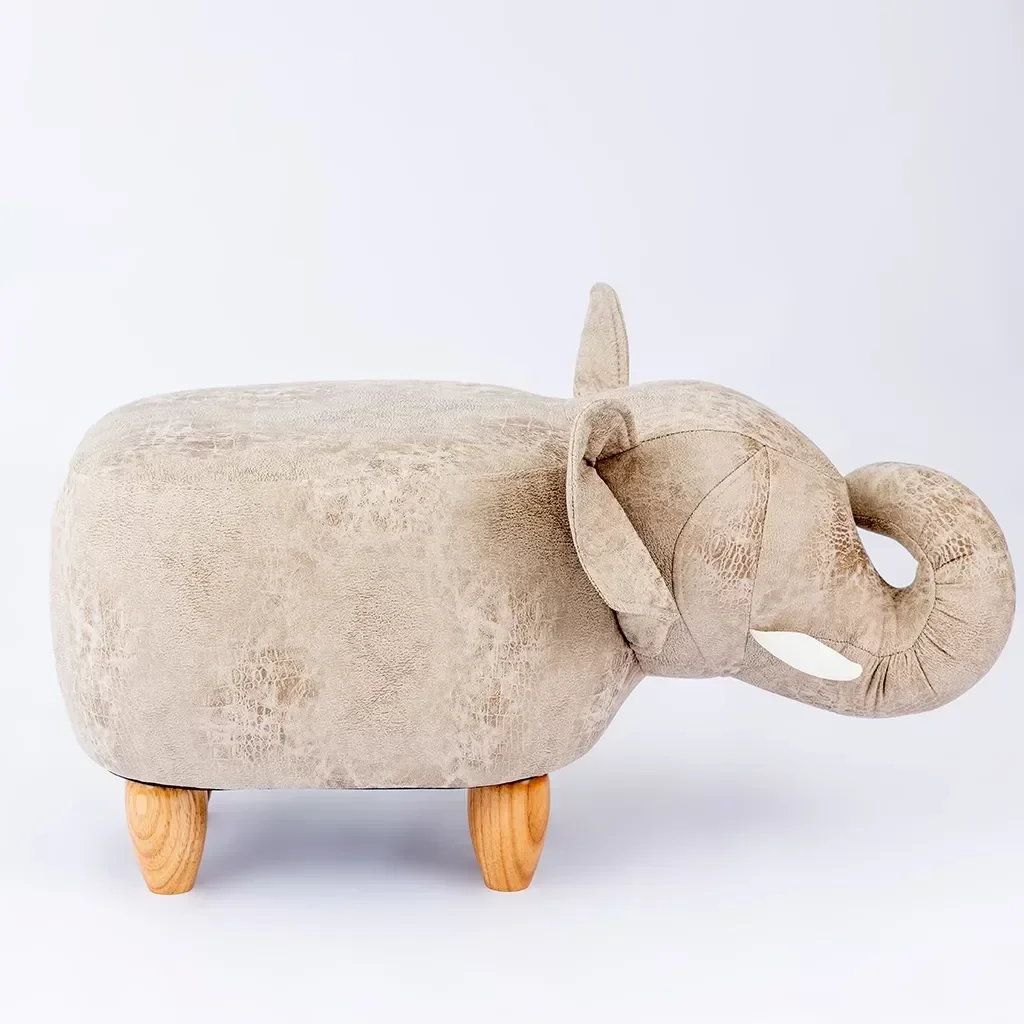 Puff Infantil Elefante Couro Sintético e Madeira L63xa38xc32:sem - 2