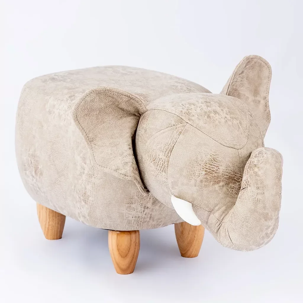 Puff Infantil Elefante Couro Sintético e Madeira L63xa38xc32:sem