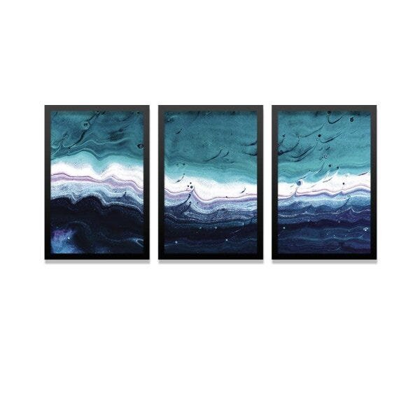Conjunto Kit 3 Quadros Decorativos Abstrato Wave Los Quadros - 1