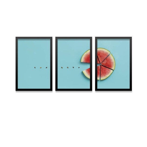 Conjunto Kit 3 Quadros Decorativos Melancia Pac Man Los Quadros - 1
