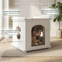 Ver imagem 4 de Mesa de Cabeceira Pet Casinha Cachorro Gato Madeira MDF:Branco