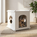 Ver imagem 1 de Mesa de Cabeceira Pet Casinha Cachorro Gato Madeira MDF:Branco