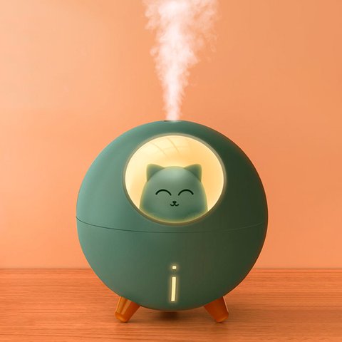 Umidificador de Ar Luminaria Usb Difusor Aromatizador Esfera Gatinho:verde