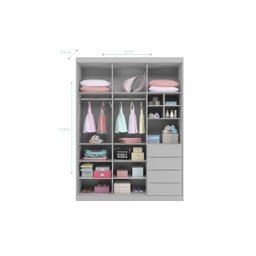 Kit Quarto Infantil Bebê Perola Cômoda 4 Gavetas 2 Portas E Guarda Roupa 3 Portas 4 Gavetas Cinza -  - 4