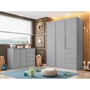 Ver imagem 2 de Kit Quarto Infantil Bebê Perola Cômoda 4 Gavetas 2 Portas E Guarda Roupa 3 Portas 4 Gavetas Cinza - 