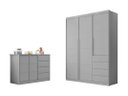 Ver imagem 1 de Kit Quarto Infantil Bebê Perola Cômoda 4 Gavetas 2 Portas E Guarda Roupa 3 Portas 4 Gavetas Cinza -