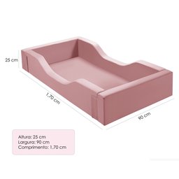 Cama Infantil Espumada Clara Premium Conforto Quarto Criança Proteção Moderna com Colchão Cor Rosa - 5