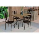 Ver imagem 1 de Conjunto: Mesa de Cozinha Loire Tampo Madeirado 90x160cm e 4 Cadeiras Lisboa Bronze/freijo - Marrom