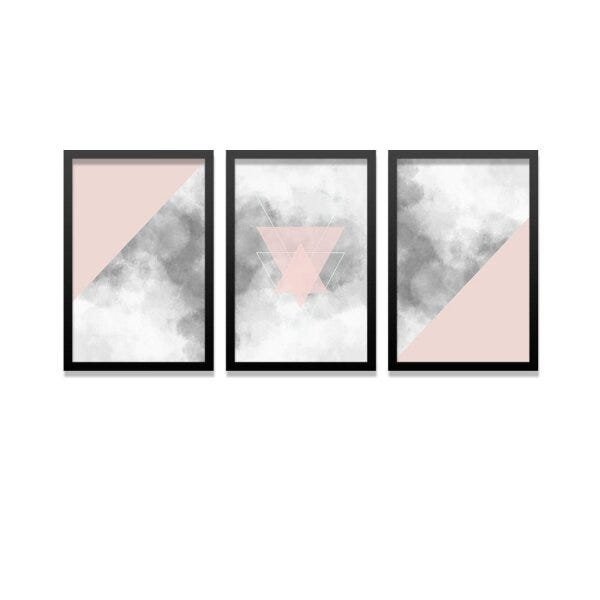 Conjunto Kit 3 Quadros Decorativos Nuvens Abstratas Los Quadros - 1