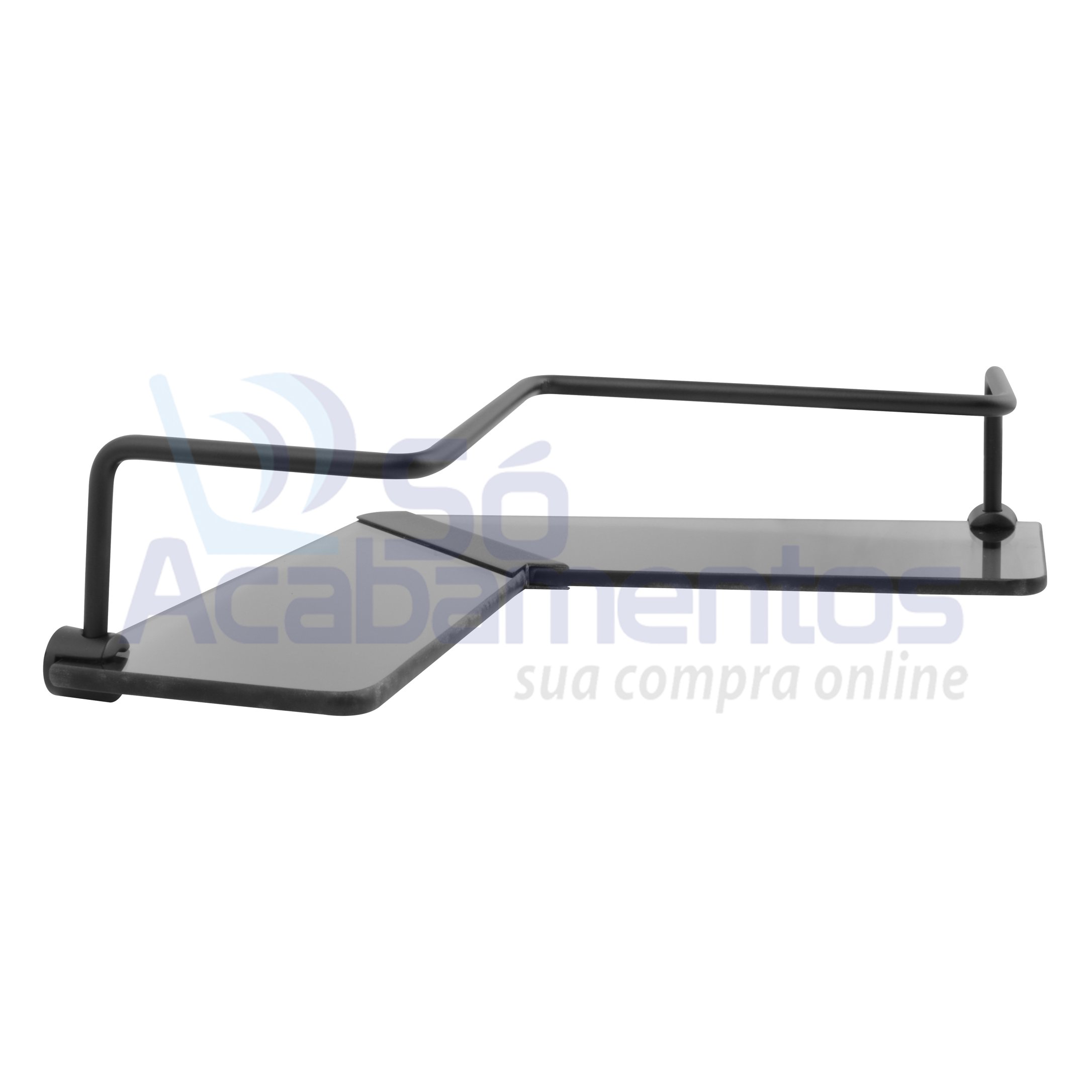 Porta Shampoo Preto Fosco Canto Em L Vidro Fumê - 2