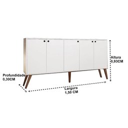 Aparador Buffet 5 Portas Branco Brienza - 3