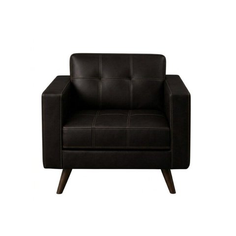 Poltrona Decorativa Roma – Design Retrô com Pés Palito - Corino Café - 62400