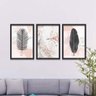 Conjunto Kit 3 Quadros Decorativos Rosas e Folhas Escuras Los Quadros - 2
