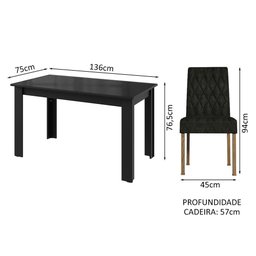 Conjunto Sala de Jantar Mesa Tampo de Vidro 4 Cadeiras Celina Madesa - 3
