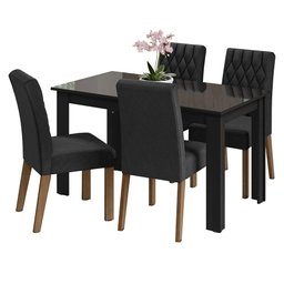Conjunto Sala de Jantar Mesa Tampo de Vidro 4 Cadeiras Celina Madesa - 2