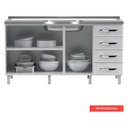 Ver imagem 5 de Balcão de Cozinha de Aço Quádruplo sem Tampo para Pia 160cm Clara Multimóveis CR6148 Branco