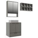 Ver imagem 2 de Conjunto para Banheiro Modulado 603 com Cuba e Espelheira 60cm Prime Yescasa Cinza/Cimento