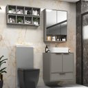 Ver imagem 1 de Conjunto para Banheiro Modulado 603 com Cuba e Espelheira 60cm Prime Yescasa Cinza/Cimento