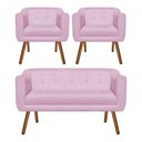 Ver imagem 1 de Kit Sofá Retrô 02 Lugares e 02 Poltronas Júlia Rosa Bebê