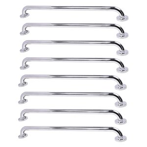 Barra de Apoio 80cm Inox Kit 8 Uni Idoso Cadeirante Acessibilidade Banheiro Box Escada Suporte