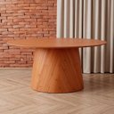 Ver imagem 5 de Mesa Oval Design Moderno 180cm x 100cm Base em Madeira Maciça Amanda Marrom/Mel