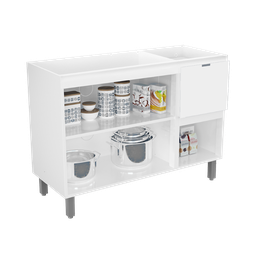 Balcão de Cozinha sem Tampo em Aço Quadria 3 Portas + 2 Gavetas Bicolor 120cm - Metalli Móveis Terra - 3