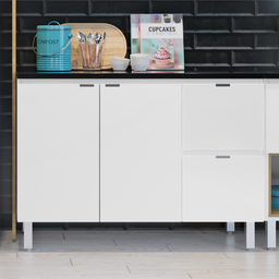 Balcão de Cozinha sem Tampo em Aço Quadria 3 Portas + 2 Gavetas Bicolor 120cm - Metalli Móveis Terra - 2