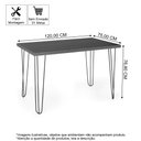 Ver imagem 3 de Mesa de Jantar Retangular 4 Lugares 120x75 Base de Ferro Hairpin Preto