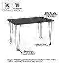 Ver imagem 2 de Mesa de Jantar Retangular 4 Lugares 120x75 Base de Ferro Hairpin Preto