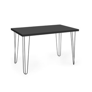 Mesa de Jantar Retangular 4 Lugares 120x75 Base de Ferro Hairpin Preto