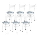 Ver imagem 1 de Conjunto 6 Cadeiras Epóxi Branca para Cozinha Assento Estampado Floral Branco