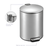Lixeira Slim em Aço Inox com Pedal e Balde Removível 12l - 2