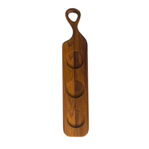 Tábua de Servir com Rebaixos para Molheira M - Madeira de Teca 49x10x2cm