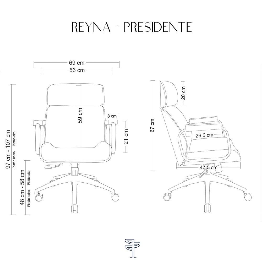 Cadeira de Escritório Presidente Ergonômica Couro Branca Gold Acabamento Madeira Luxo Consultório - 7