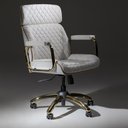 Ver imagem 6 de Cadeira de Escritório Presidente Ergonômica Couro Branca Gold Acabamento Madeira Luxo Consultório