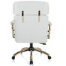 Cadeira de Escritório Presidente Ergonômica Couro Branca Gold Acabamento Madeira Luxo Consultório - 4