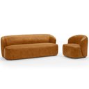 Ver imagem 3 de Sofá 3 Lugares 205cm com Poltrona Giratória Orgânica Heidy F04 Couríssimo Whisky - Lyam Decor