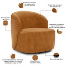 Ver imagem 6 de Sofá 3 Lugares 205cm com Poltrona Giratória Orgânica Heidy F04 Couríssimo Whisky - Lyam Decor