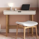 Ver imagem 1 de Mesa Escrivaninha 100cm 1 Gaveta Pé Madeira Luara Off White A10 - Mpozenato
