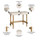 Ver imagem 3 de Mesa Escrivaninha 100cm 1 Gaveta Pé Madeira Luara Off White A10 - Mpozenato
