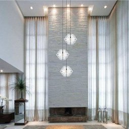 Lustre Pendente para Sala Pé Direito Duplo Trio Arabesques Branco - 4