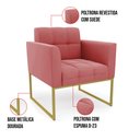 Ver imagem 5 de Kit 1 Sofá Namoradeira e 1 Poltrona Elisa Suede Rosê Base Metálica Industrial Dourada - D'Rossi