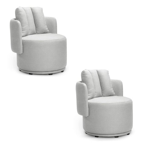 Poltrona Sala Orgânica Base Giratória Amélia Kit 2 Linho K01 - D'rossi