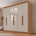 Ver imagem 1 de Guarda-Roupa Casal Malta 6 Portas 2 Gavetas com Espelho Cinamomo/Off White - Pnr Móveis