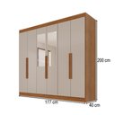 Ver imagem 4 de Guarda-Roupa Casal Malta 6 Portas 2 Gavetas com Espelho Cinamomo/Off White - Pnr Móveis