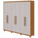 Ver imagem 1 de Guarda-roupas Casal Aries 6 Portas 5 Gavetas sem Espelho com Pés - Lp - Rei de Casa Amendoa Clean/of