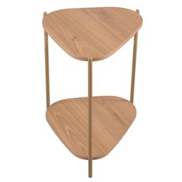 Mesa Lateral de Apoio Orgânica Artesano 45 Cm (largura) em Mdp Hanover (mel) e Pés em Aço Dourado - 3